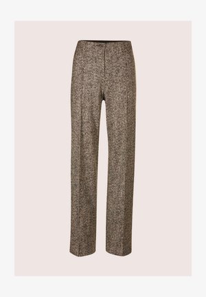 Weite Hose im Fischgrätmuster, mit einer Farbgebung in Braun und Beige, Knopfverschluss und strukturiertem Stoff.