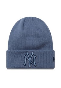 Berretto lavorato a maglia blu con risvolto e logo "NY" ricamato di colore blu scuro sul davanti. Tessuto morbido e vestibilità aderente.