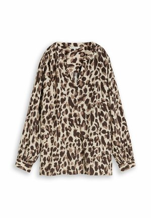 TOM TAILOR, BLOUSE EASY LONGSLEEVES SHAPE - Blouse - brown beige leo print