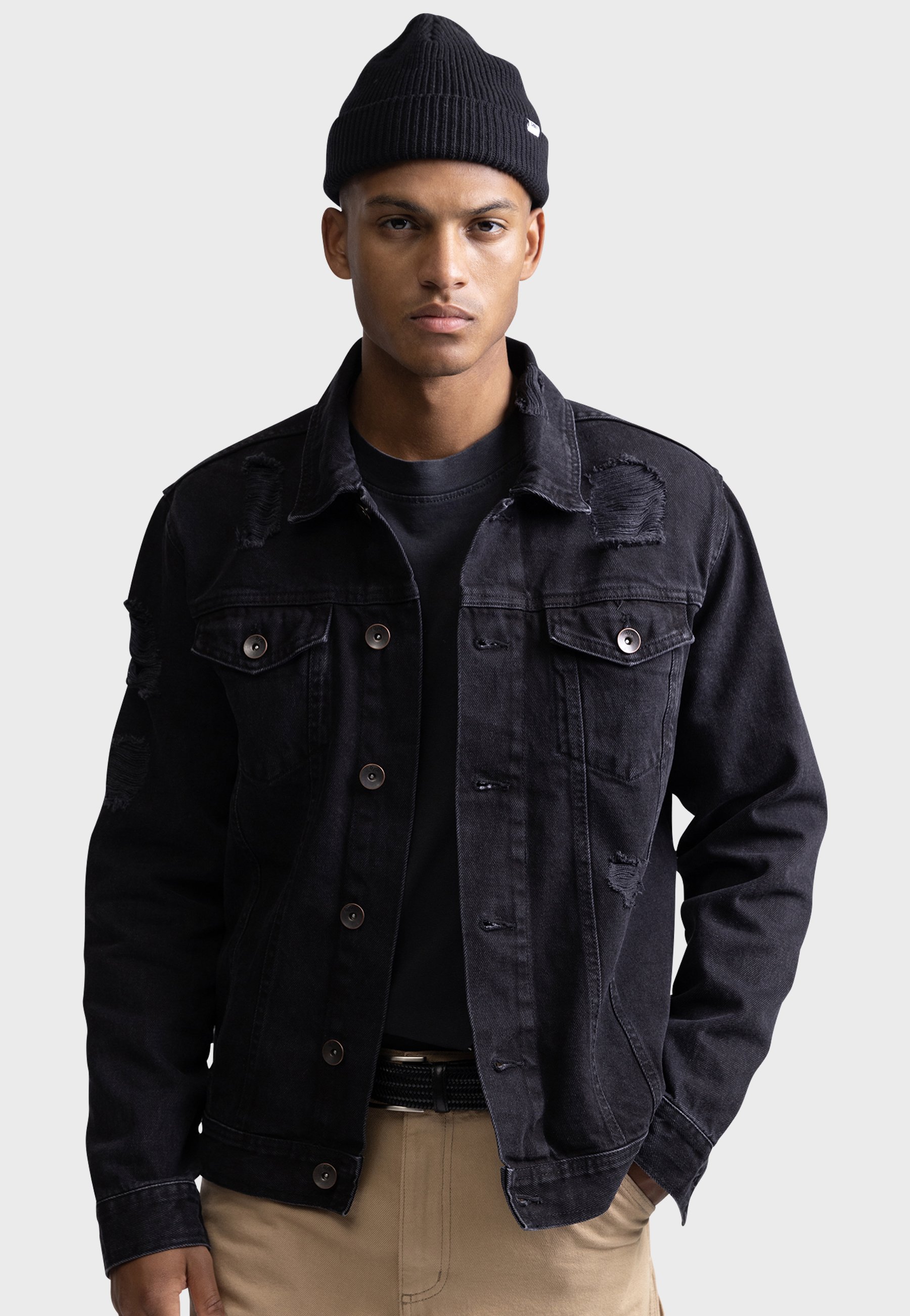 Redefined Rebel JASON JACKET - Denim jacket - lava stone/black 