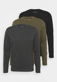 3 PACK - T-shirt à manches longues - black/dark grey/olive