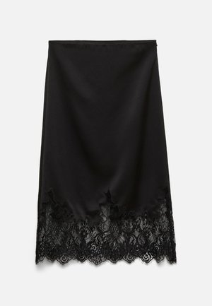 Vero Moda, VMNOVI LACE DETAIL 7/8 SKIRT WVN - A-Linien-Rock - black