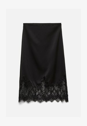Vero Moda, VMNOVI LACE DETAIL 7/8 SKIRT WVN - A-Linien-Rock - black