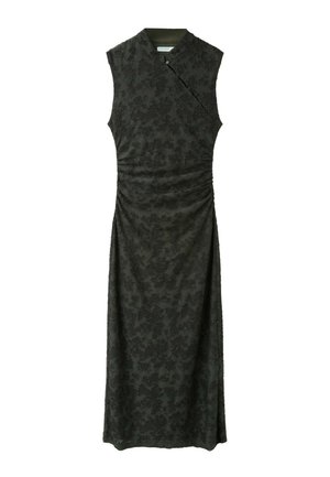 Stradivarius, SLEEVELESS MIDI DRESS WITH STAND COLLAR - Robe longue - khaki