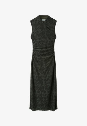 Stradivarius, SLEEVELESS MIDI DRESS WITH STAND COLLAR - Robe longue - khaki