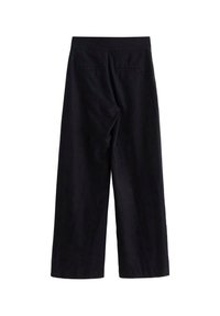 Pantalons larges noirs en coton lisse. Dotés d'une taille haute, de deux poches arrière et d'un design minimaliste.