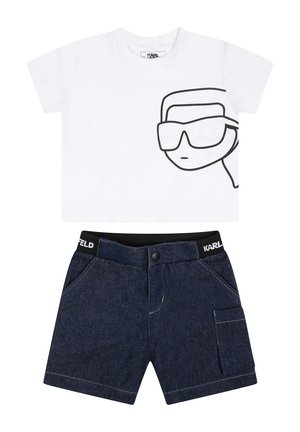 COMPLETO SET - Shorts di jeans - white blue denim