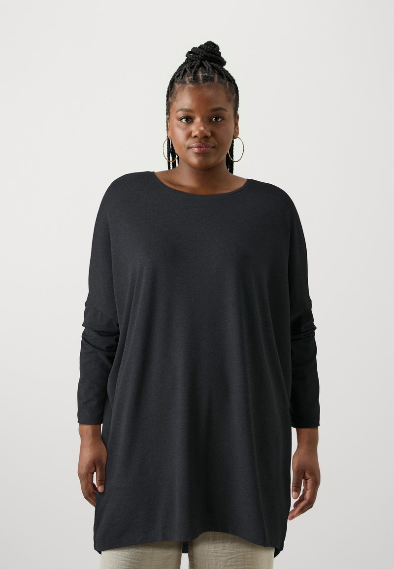 ONLY Carmakoma CARCARMA LONG - Long sleeved top - black/melange