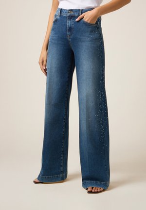 A PALAZZO CON CRISTALLI - Flared Jeans - blu
