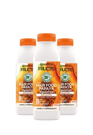 Garnier BALSAMO RIPARATORE FRUCTIS HAIR FOOD, BALSAMO RIPARATORE ALLA PAPAYA PER CAPELLI DANNEGGIATI, 350 ML - 3 PACK - Balsamo