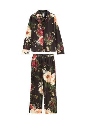 TALL FIT SET - Nattplagg set - charcoal grey floral print