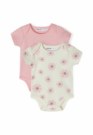 2 PACK SHORT SLEEVE   - Overal na spanie - off white light pink