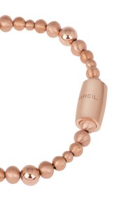 Bracciale in rosé con perline a forma sferica opache e lucide, accentuato da una chiusura cilindrica liscia con incisione "BREIL".