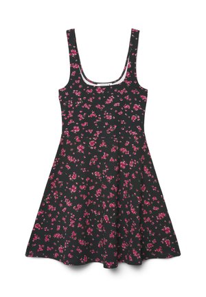 Terranova, SKATER CON FLOREALE - Vestito di maglina - var nero