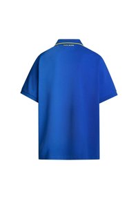 Niebieska polo z krótkim rękawem z żółtym akcentem na kołnierzyku i logo "Pepe Jeans" na tylnej części kołnierza. Gładki, oddychający materiał.