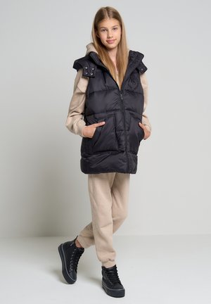 Urban Classics Jongens Vest Boys Small Bubble Hooded Vest Buffervest voor jongens, zwart, maten 110/116-158/164, zwart/zwart, 134/140 cm