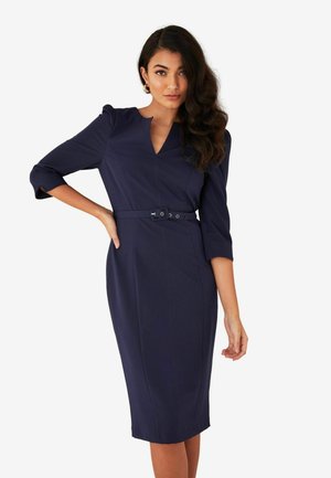 Friends Like These SHORT SLEEVE V NECK TAILORED MIDI - Egyenes szabású ruha - navy blue