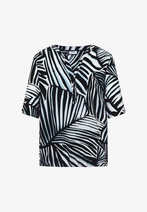 Cecil, SHORT-SLEEVE BLOUSE WITH SPLIT NECK AND PRINT - Blouse - universal blue