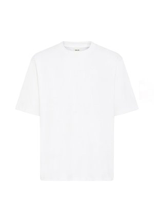 Vit kortärmad t-shirt i bomull. Har rund halsringning, avslappnad passform, och inga synliga mönster eller detaljer. En enkel och ren design.