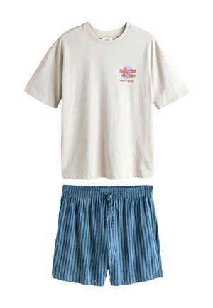 REGULAR FIT - GRAPHIC SHORT SLEEVE SET - Pizsama szett - white blue