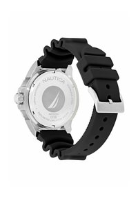 Uračen črn silikonski trak s primerom iz nerjavnega jekla. Ima okroglo obliko številčnice, japonski mehanizem in teksturirano zasnovo traku.