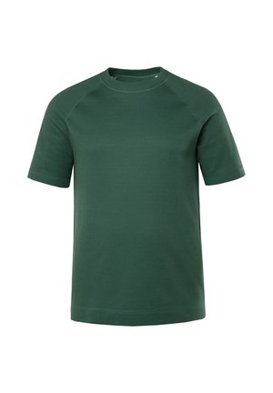 T-shirt verde a maniche corte realizzato in morbido cotone, con scollatura rotonda e maniche raglan con delicati dettagli di cucitura.