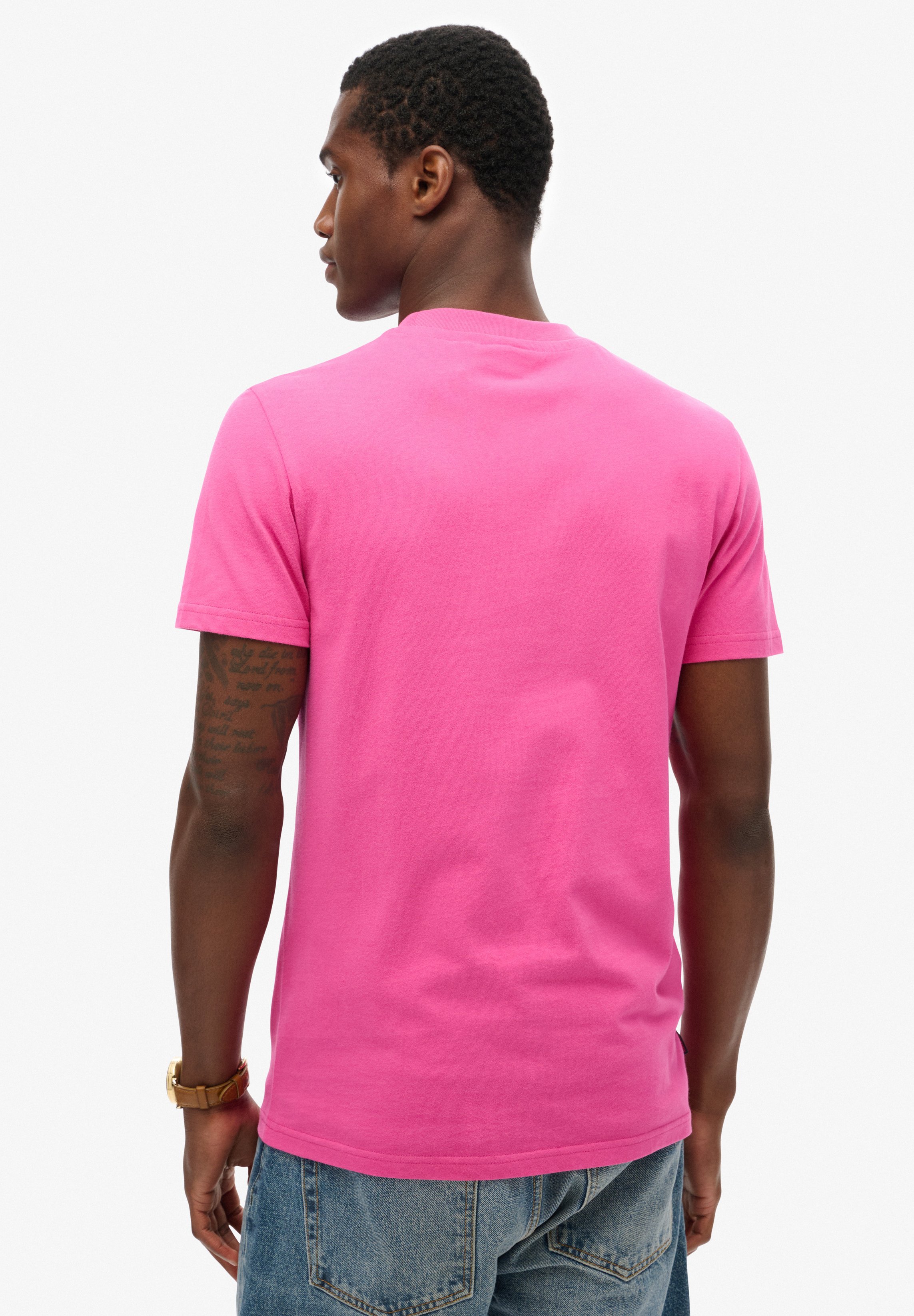 Superdry★ピンクパープル ロゴ☆メンズ☆Ｔシャツ Superdry Men's Essential Logo Emb T-Shirt Punch Pink Marl