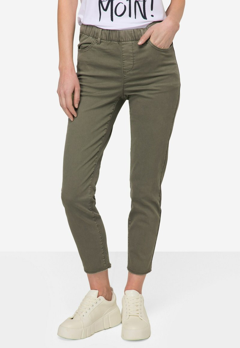 LAURASØN 4-POCKET FRANSENSAUM - Džíny Slim Fit - khaki