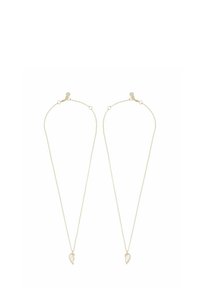Guldtonade örhängen med tunna kedjor, försedd med bladformade detaljer i spetsarna. Lättvikts- och minimalistisk design.