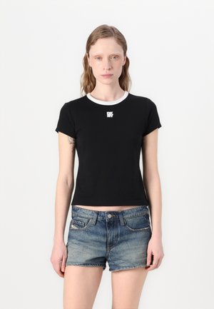 NEW YORK STACK PATCH LOGO EMBROIDERY RINGER SHORT SLEEVE TEE - Basic T-shirt - black/white