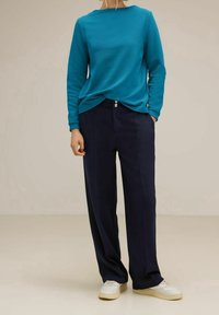 Street One Stickad tröja - mottled royal blue