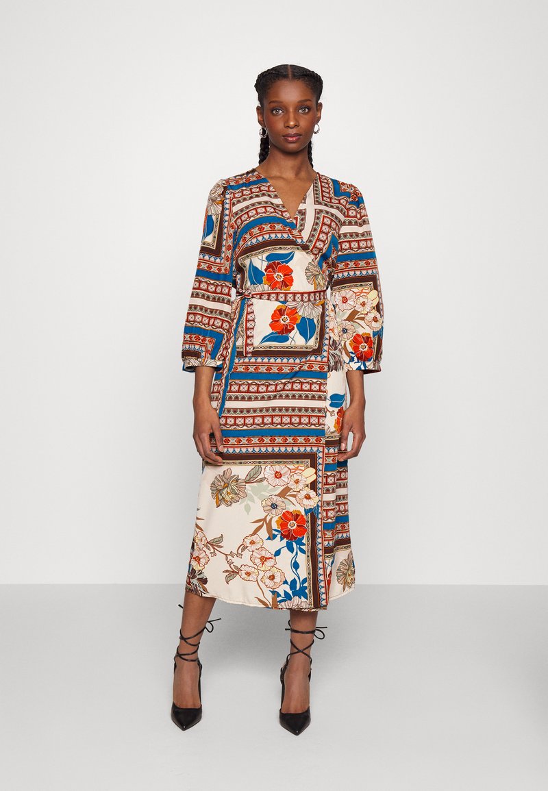 Emma Henna Long Wrap Dress Birch Aop Asta Flowe