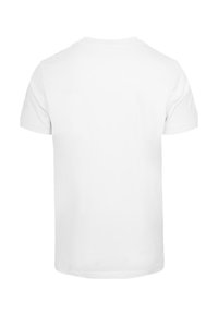 White cotton t-shirt with short sleeves, crew neck, and a straight hem. Smooth texture without visible logos or patterns.