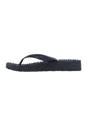 Marine flip-flops met een gestructureerde geweven zool, een platte profiel en een glanzende afwerking op de band. Geschikt voor casual dragen.