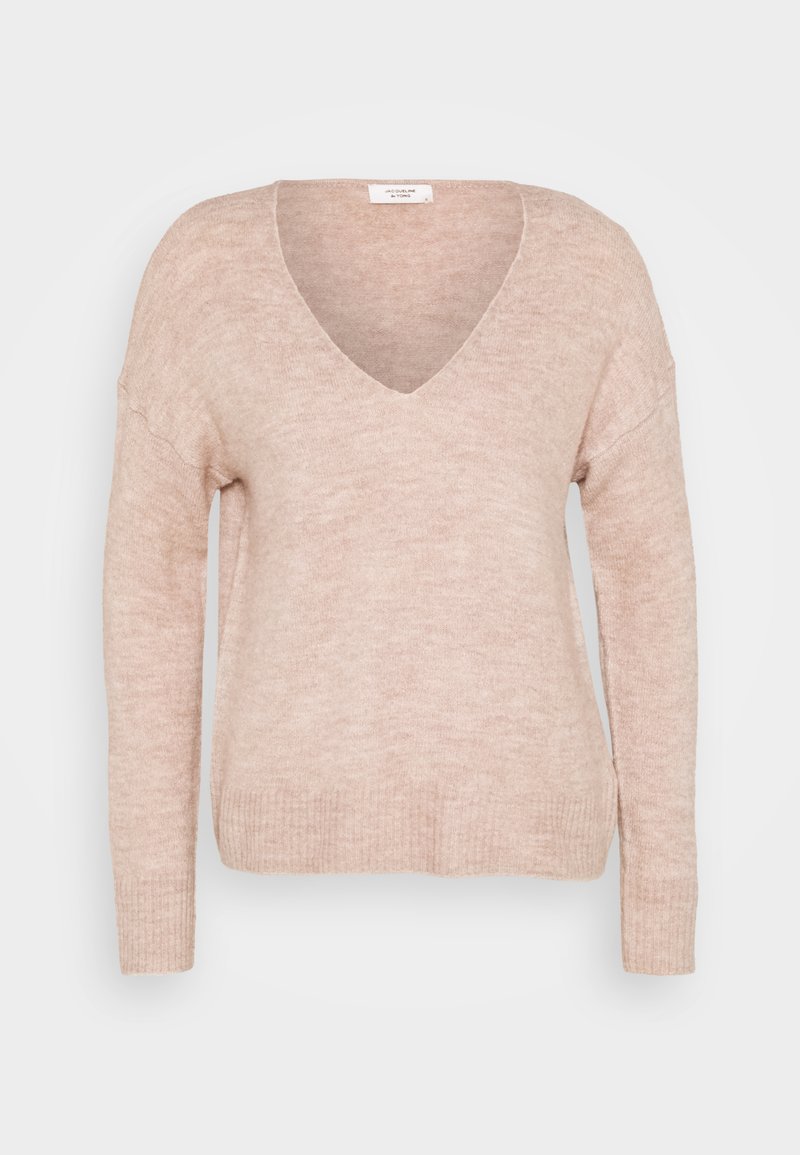 JDY Elanora Pull Col En V Manches Longues - Sweater Femme Élégant Et Confortable