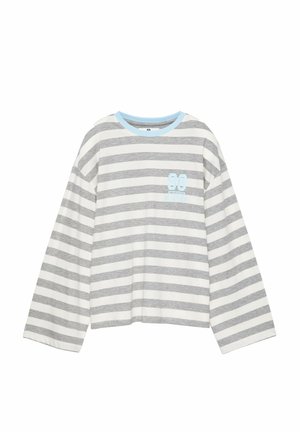 PULL&BEAR, STRIPED WITH GRAPHIC PRINT - T-SHIRT - T-shirt à manches longues - grey