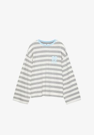 PULL&BEAR, STRIPED WITH GRAPHIC PRINT - T-SHIRT - T-shirt à manches longues - grey