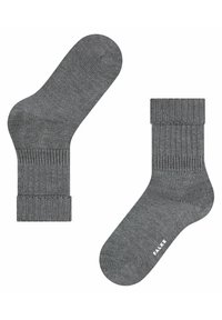 Calzini di cotone grigi, con un risvolto a costine, design della punta senza cuciture e una texture morbida, con un piccolo logo stampato sul lato.