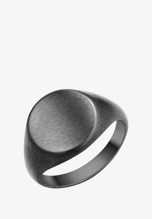 Ümmargune hõbedane metallist sõrmus matta viimistlusega, millel on sile, veidi kõrgenenud ümar ülaosa ja kitsenev bänd.