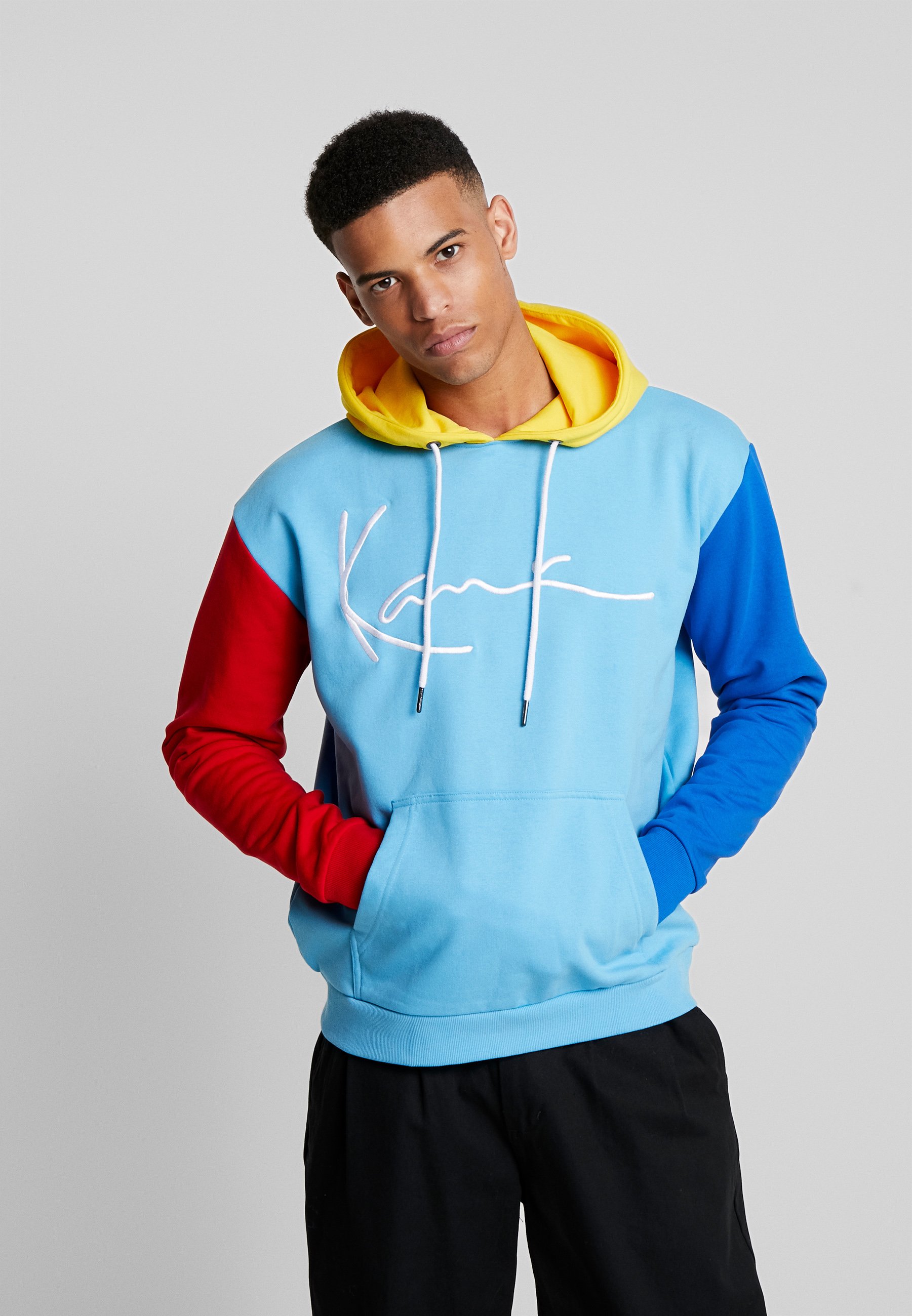Karl Kani SIGNATURE BLOCK Kapuzenpullover light bluered Karl Kani Herren Hoodies Signature Block blau L: