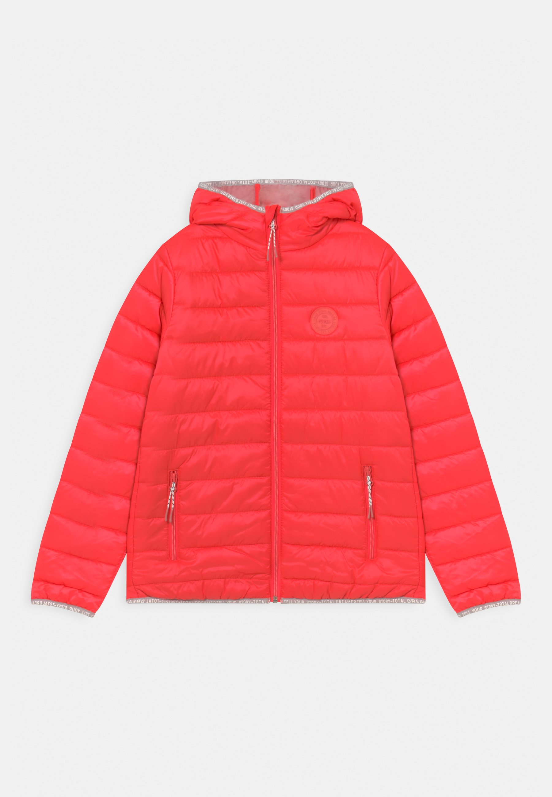 red winter jacket