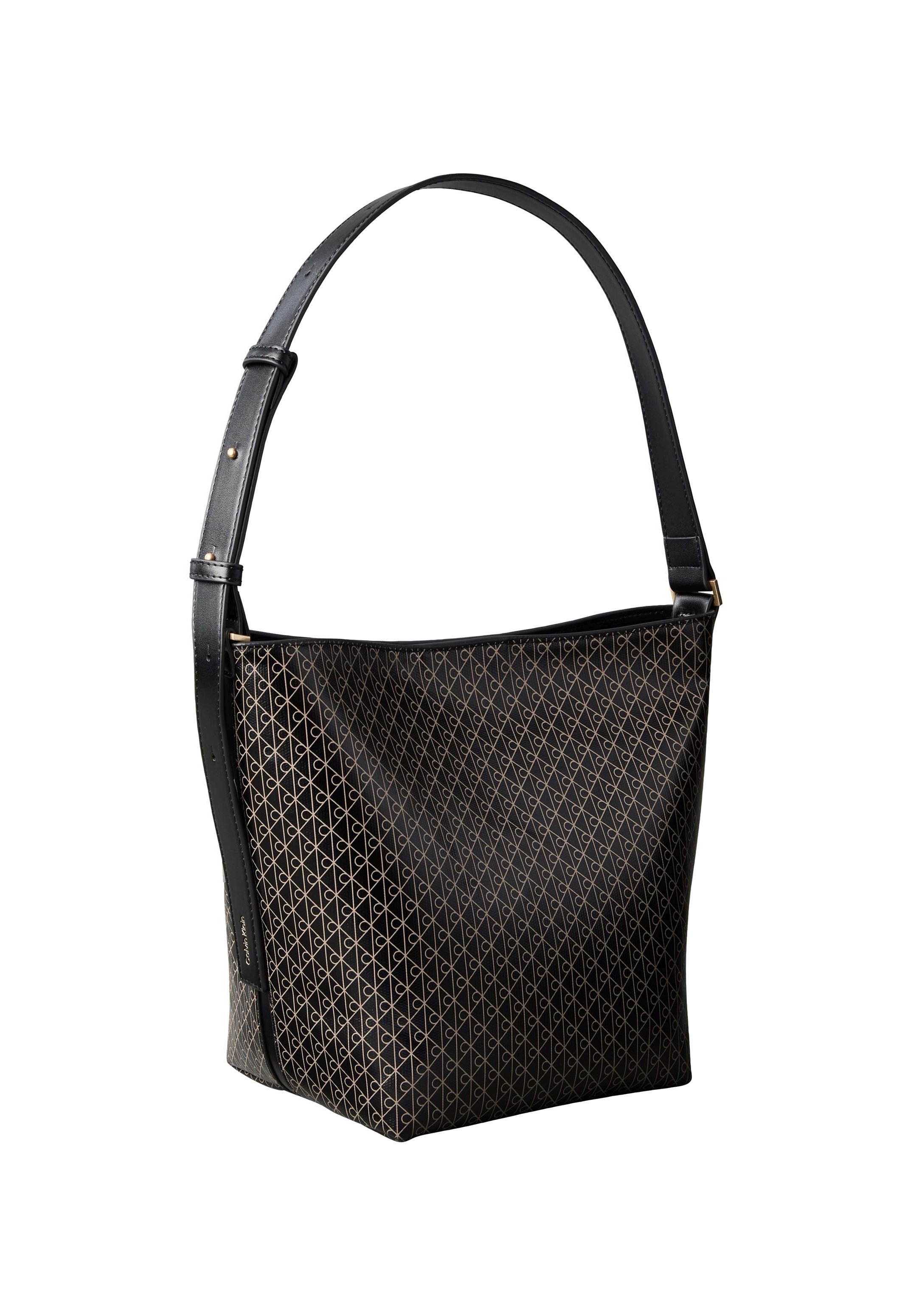 Calvin Klein EMBLEM MEDIUM BUCKET - Kabelka - black