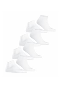 Chaussettes blanches jusqu'à la cheville dans un pack de sept. Matériau en coton doux, bords côtelés et texture lisse. Design uniforme sans motifs ni accents.
