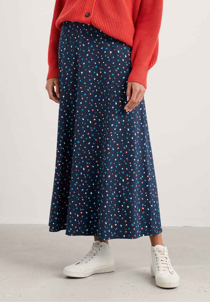Seasalt Cornwall - Maxi skirt - navy  abstract spot mix, Enlarge