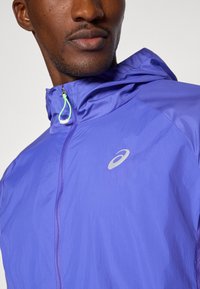 Lilla kerge jope kapuutsiga, ees luku ja peegeldava logoga. Rikkalikult roheline nöör. Sile tekstuur.