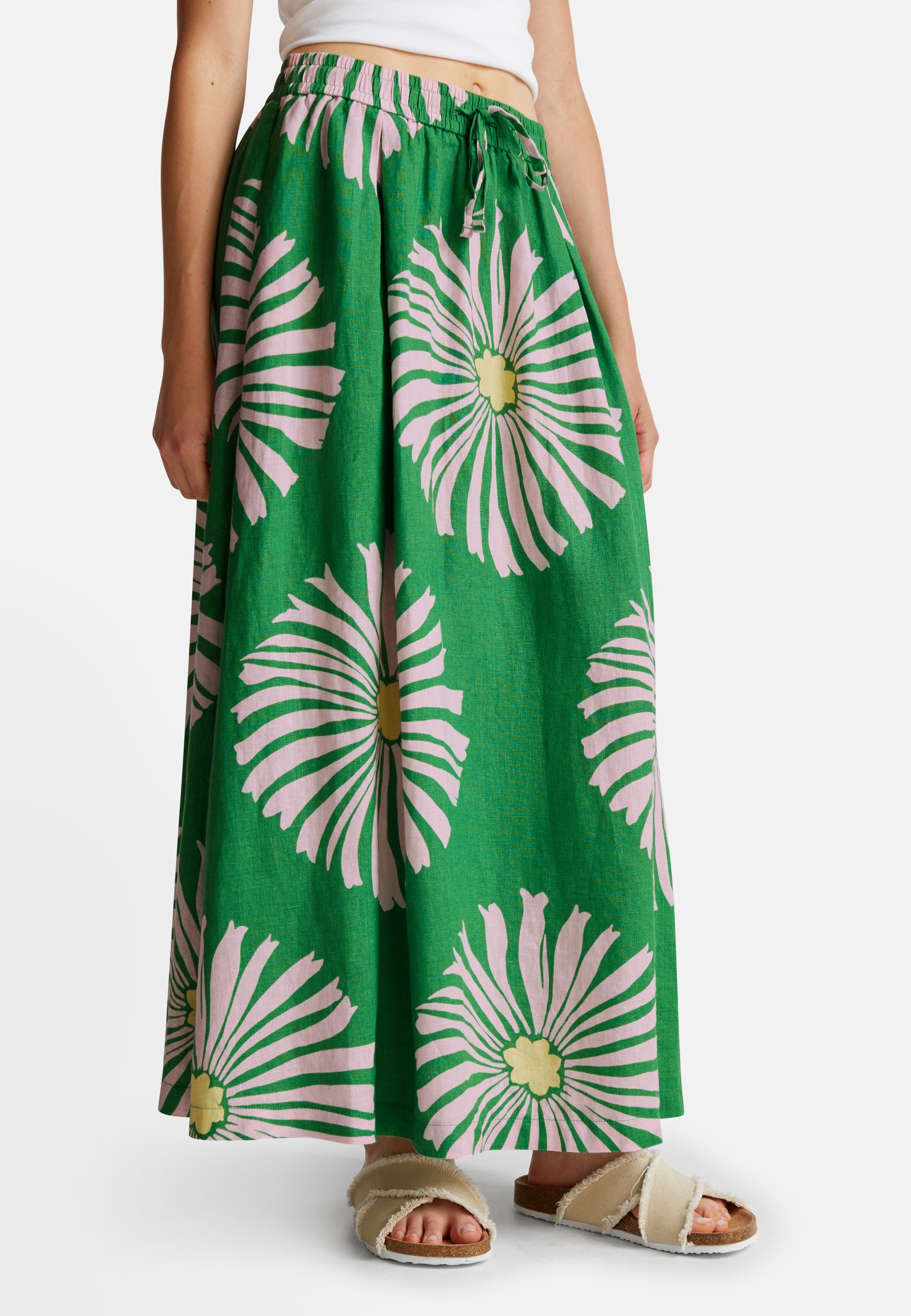 Jupe Longue Benetton Jaune - Taille 42, Coton, Style Maxi - Occasion Très Bon état - Fermeture éclair