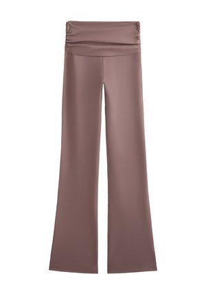 OYSHO HIGH RISE COMFORTLUX FLARE WITH GATHERED WAIST - Pantaloni - light brown