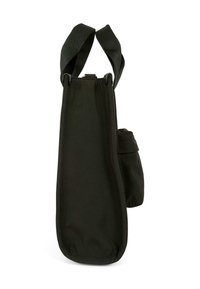 Czarna torba na wino z izolacją, z paskiem na ramię i kieszenią boczną, zaprojektowana do bezpiecznego przenoszenia jednej butelki.