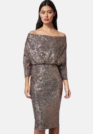 SEQUIN COWL NECK MIDI - Cocktailklänning - champagne