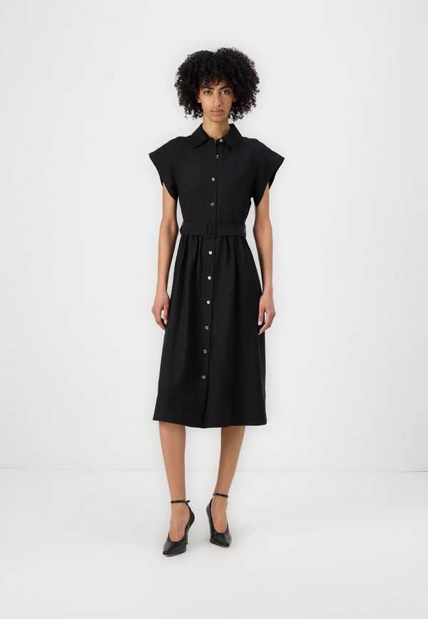 BUTTON DOWN SHIRT DRESS GROMMETS BELT - Shirt dress